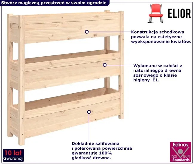 Drewniana 3 piętrowa donica ogrodowa C3-P97