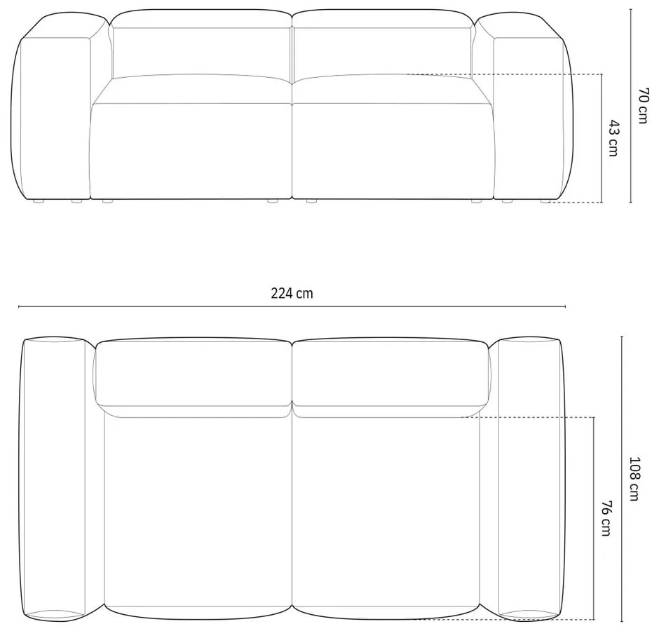Zielona sztruksowa sofa 224 cm Bergamo – Cosmopolitan Design