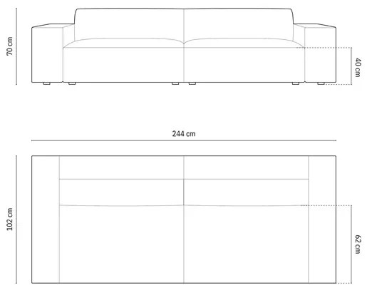 OUTLET Sofa 4-osobowa jasny beż tkanina strukturalna 244x102x70 Jodie od Micadoni