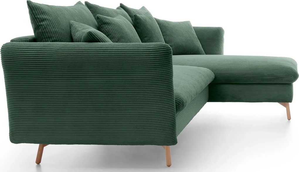 Zielony narożnik sztruksowy z funkcją spania Z0-E44