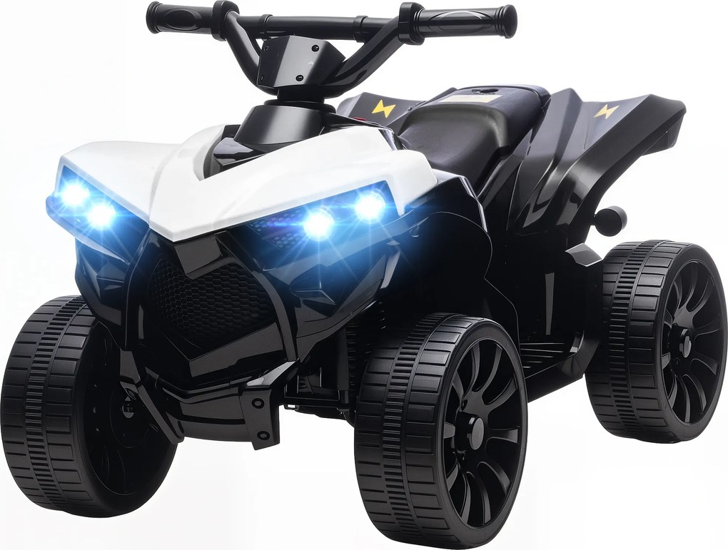 AIYAPLAY Dziecięcy Quad Elektryczny 6V z funkcją jazdy do przodu i tyłu, muzyką, reflektorami LED, biały | Aosom PL