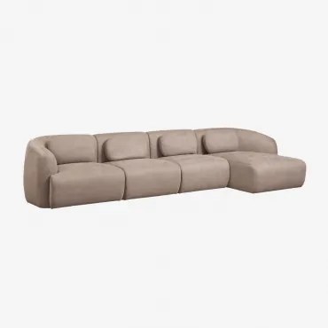 Sofa Modułowy Z Prawym Szezlongiem, 4-częściowy, Z Tkaniny Chenille Coquette Brązowa Szenila Pszeniczna - Sklum
