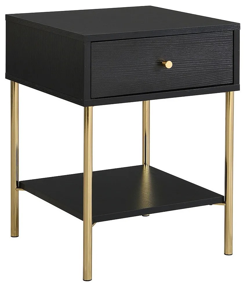 Zestaw 2 szafek nocnych 1 szuflada - MDF i metal - Czarny i złoty - MILAVIA marki Pascal Morabito