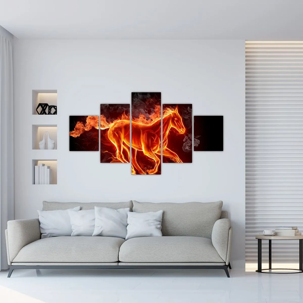 Obraz - Koń w ogniu (125x70 cm)