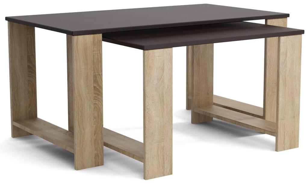 Stoliki kawowe ZESTAW STOLIKÓW 90+65cm MORI Dąb Sonoma/Wenge