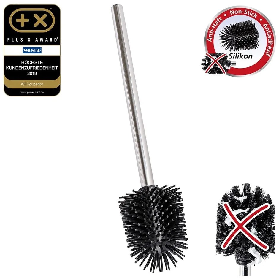 Zapasowa szczotka do WC ze stali nierdzewnej w kolorze srebra z połyskiem Ø 8 cm – Wenko