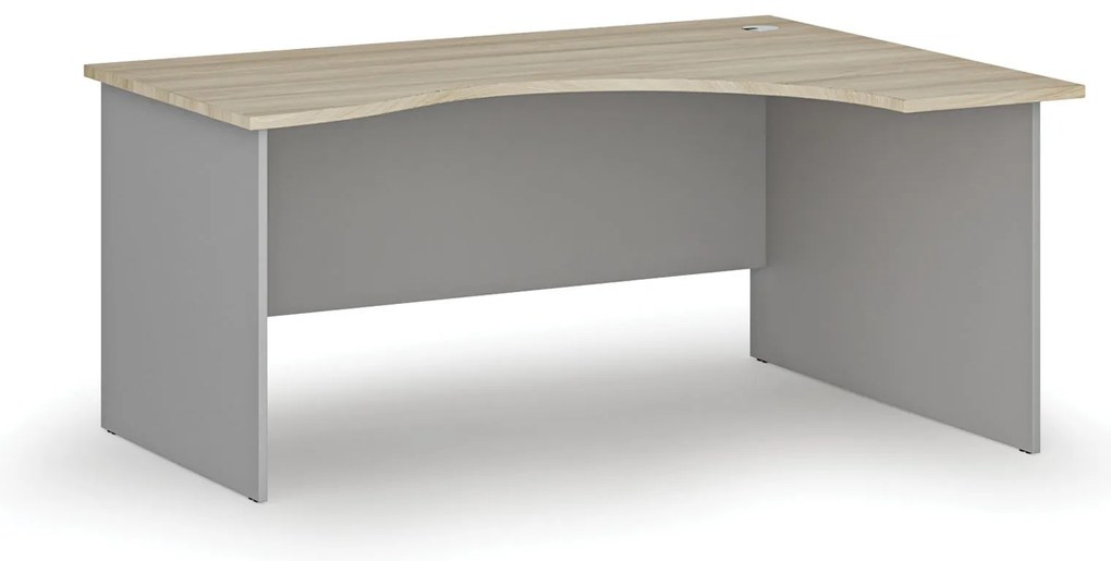 Ergonomiczne biurko PRIMO GRAY, 160x120 cm, prawe, szary/dąb naturalny