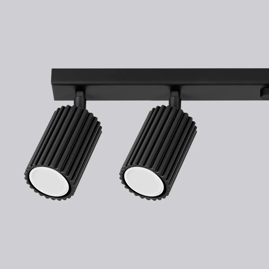 Listwa oświetleniowa 6-punktowa KARBON 6L czarna ryflowana SOLLUX  LIGHTING