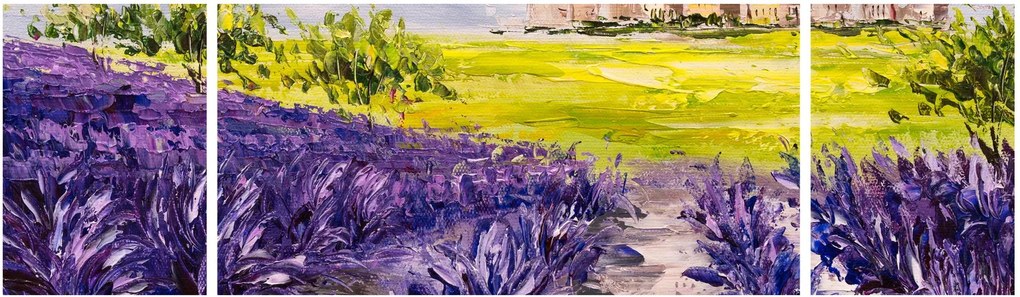 Obraz - Prowansja, Francja, malarstwo olejne (170x50 cm)