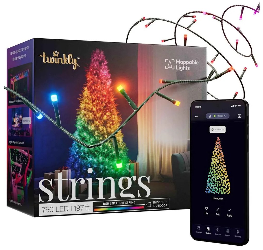 Twinkly TWS750STP-BEU – LED RGB 63,5m zewnętrzny ściemnialny łańcuch IP44 Wi-Fi