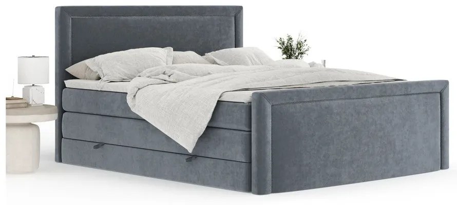 Ciemnoszare łóżko kontynentalne ze schowkiem 200x200 cm Lavenda – Maison de Rêve