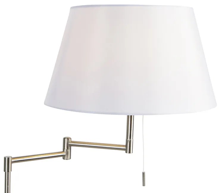 Lampa stojąca ze stali z białym abażurem z tkaniny i regulowanym ramieniem - Ladas Deluxe Nowoczesny Oswietlenie wewnetrzne