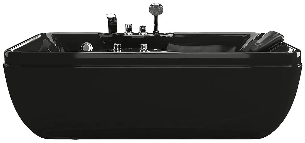 Wanna z hydromasażem czarna - 1 osobowa - 140 l - 150 x 75 x 54,5 cm - Lewostronna - GAVINO