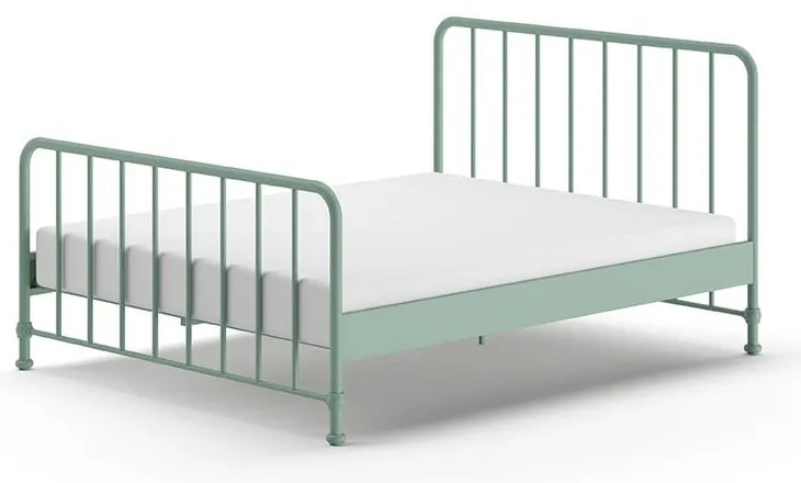 Zielone metalowe łóżko dwuosobowe ze stelażem 160x200 cm BRONXX – Vipack