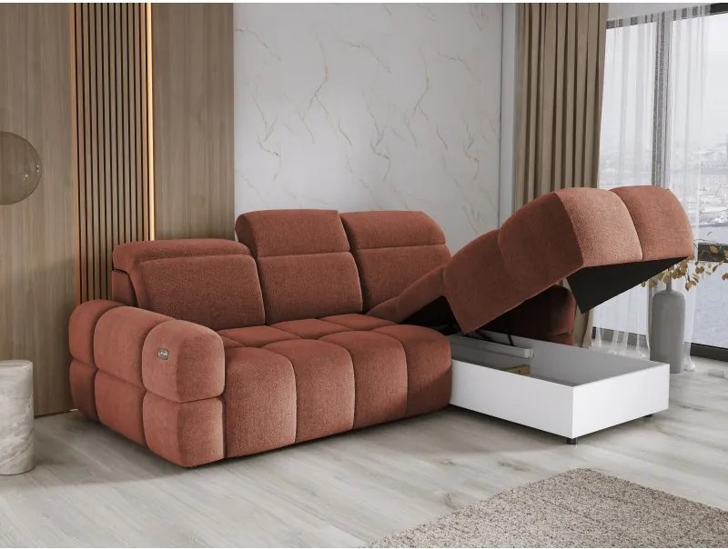 Narożnik MATEO S Wolnostojący Prawostronny Tkanina Memphis 09 kolor Miedziany WERSAL