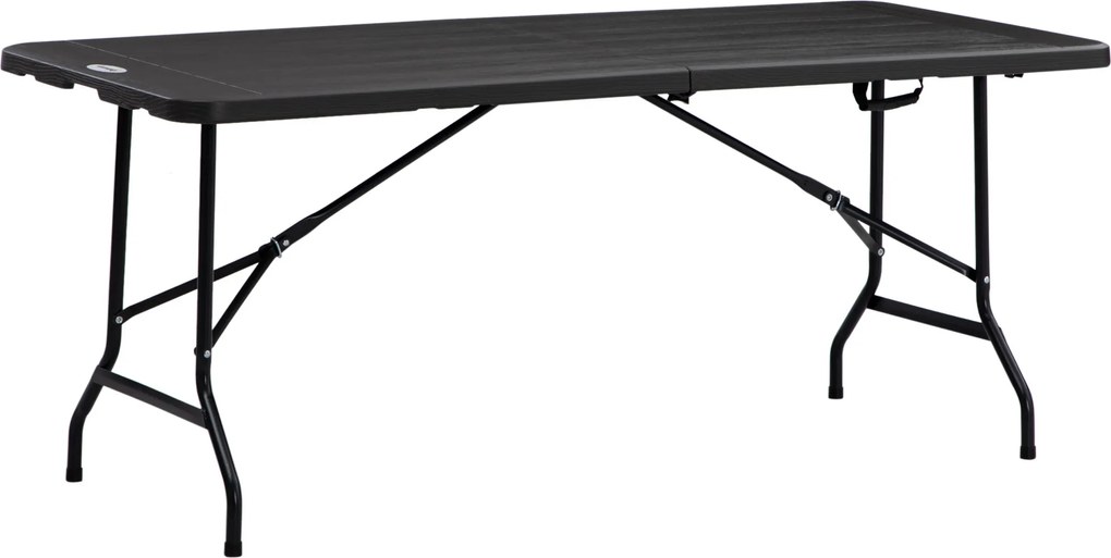 Outsunny Stół ogrodowy składany dla 6 osób imitacja drewna ciemnoszary 180x755x73cm | Aosom PL