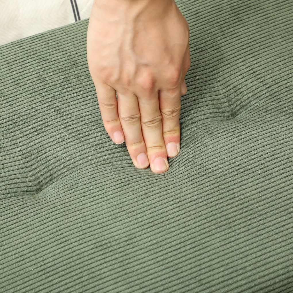 HOMCOM Ławka Polsterbank z Sztruksu, Ławka z Metalowymi Nogami, Ławka do Przedpokoju 100 x 36 x 45 cm Zielony