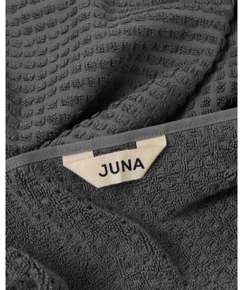 Ciemnoszary ręcznik kąpielowy z bawełny organicznej frotte 70x140 cm Check – JUNA