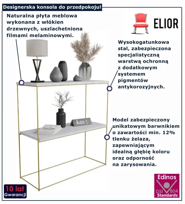Konsola pod lustro beton + złoty A2-B87