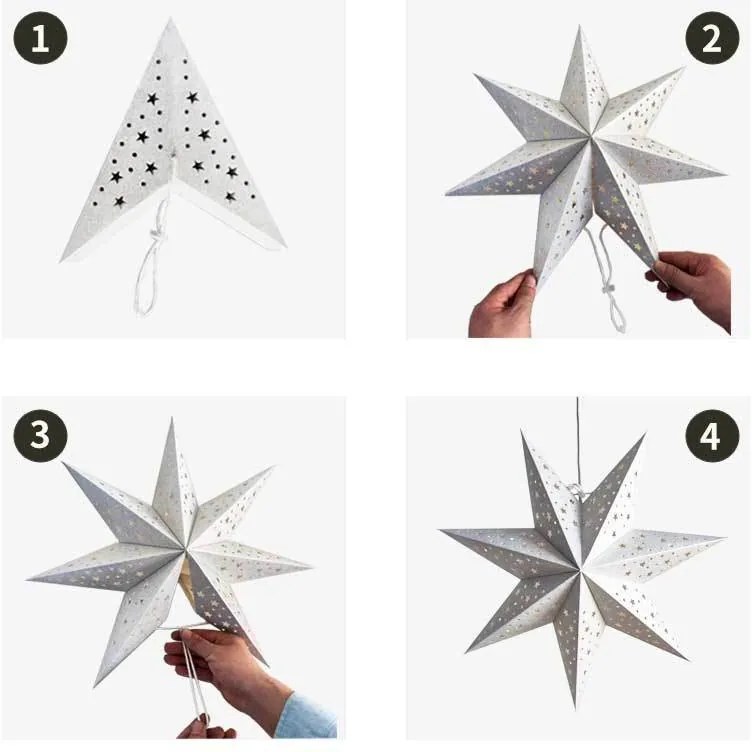 Świąteczna papierowa gwiazda pięcioramienna STARLET 35 cm, biała
