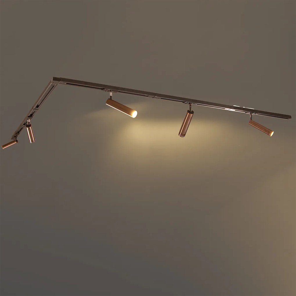 Nowoczesny system oświetlenia szynowego z 5 reflektorami, ciemny brąz, 1-fazowy, GU10, 35 mm - Iconic Jeana Luxe