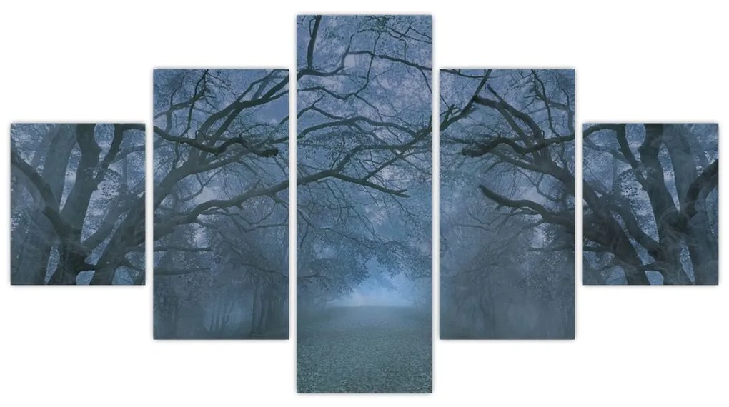 Obraz lasu we mgle (125x70 cm)