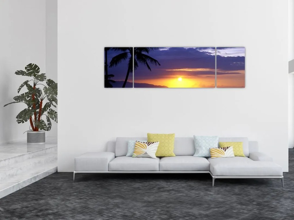 Obraz zachodu słońca nad morzem (170x50 cm)