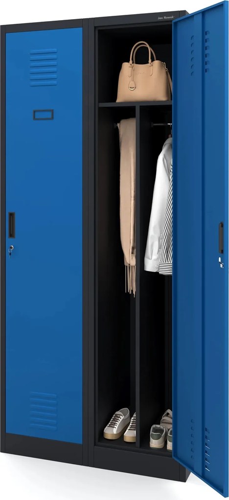 Szafa socjalna czterokomorowa Kacper 80x50x180 cm antracyt/niebieski