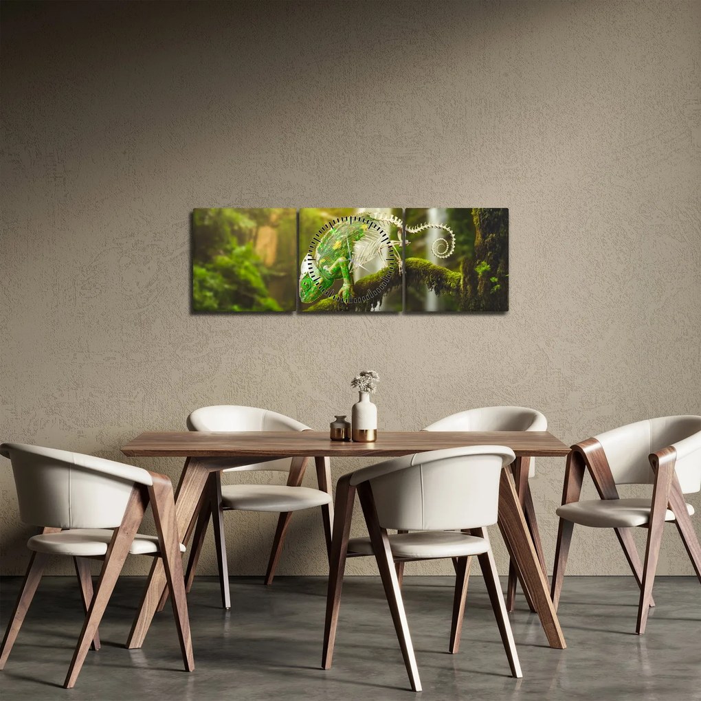 Obraz jaszczurki (z zegarem) (90x30 cm)