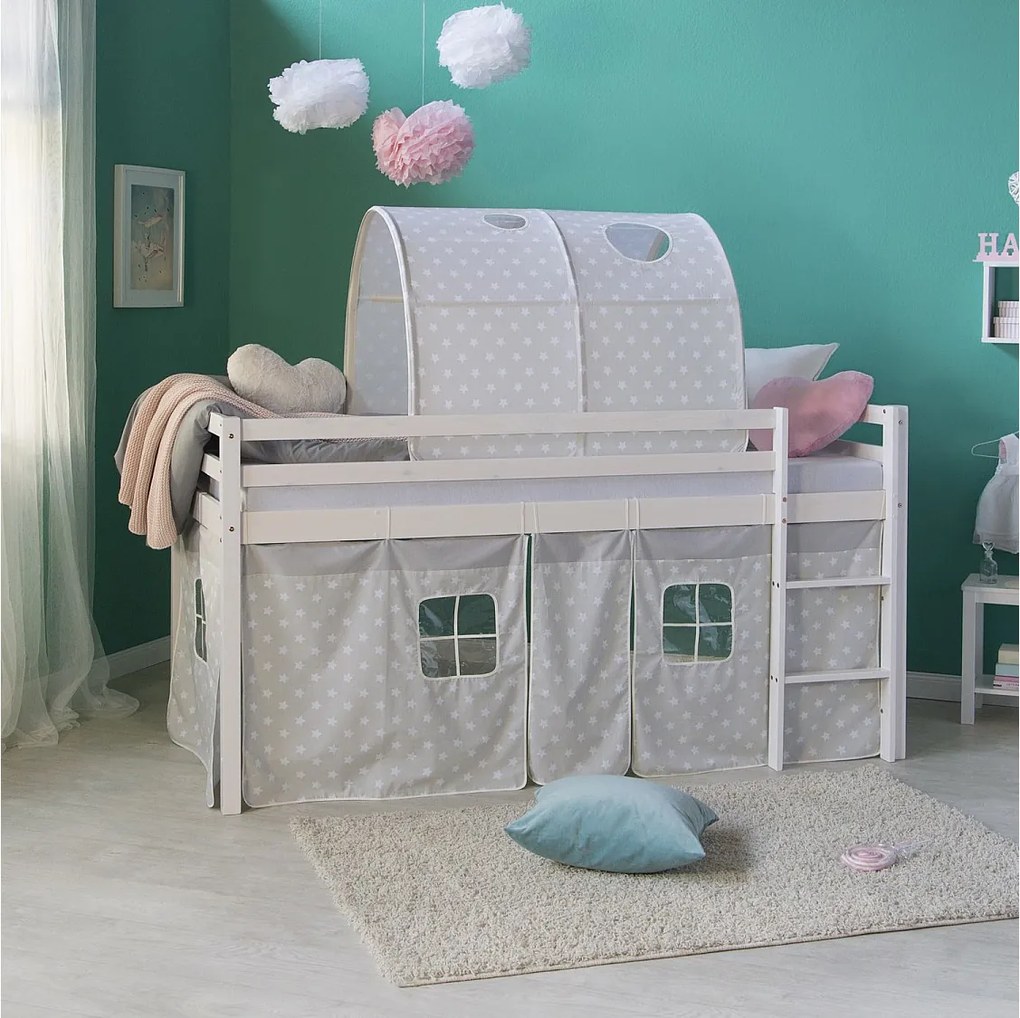 Łóżko dziecięce 90x200 cm białe z gwiazdkami