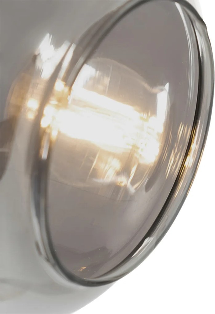 Lampa podłogowa czarna ze złotem i dymionym szkłem 2-światła - Zuzanna