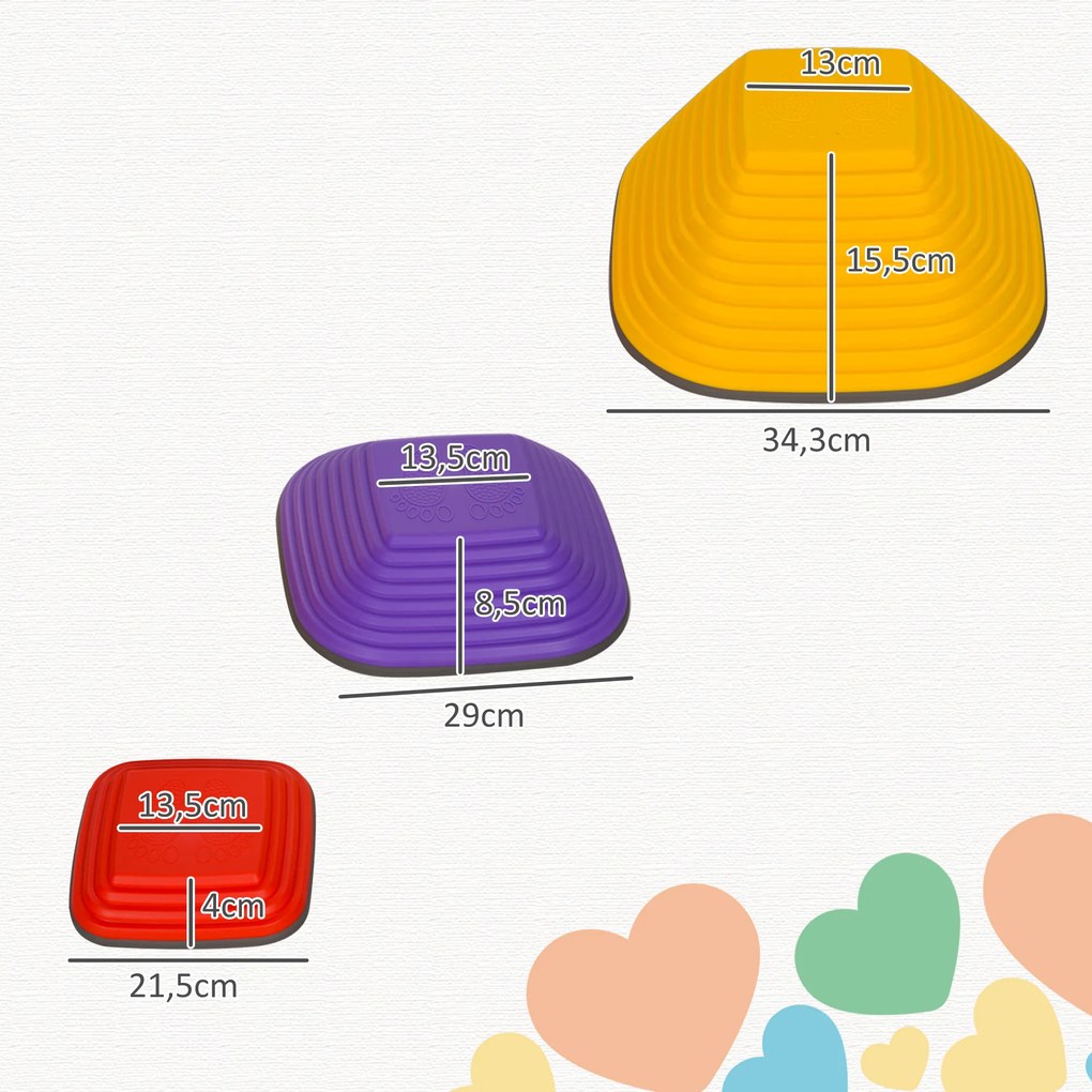 AIYAPLAY Kamienie do Balansowania dla Dzieci, 6 Sztuk, Antypoślizgowe, Na Przeszkody, Do Rozwoju Motorycznego, Plastikowe, Kolorowe