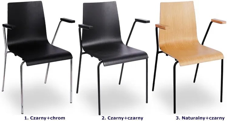 Krzesło konferencyjne z podłokietnikami czarny + chrom T7-H88