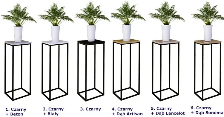 Stojak na kwiaty w stylu loft czarny + dąb lancelot K1-E97