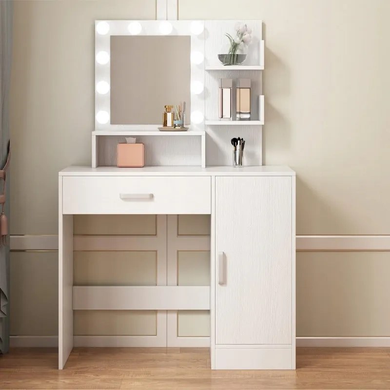 Toaletka kosmetyczna makijażu wizażu z lustrem led nowoczesna glamour loft