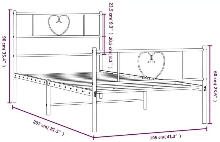 Białe metalowe łóżko rustykalne 100x200 cm - Edelis