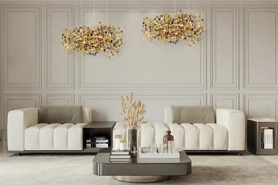 Designerska lampa wisząca Monete 60, złota