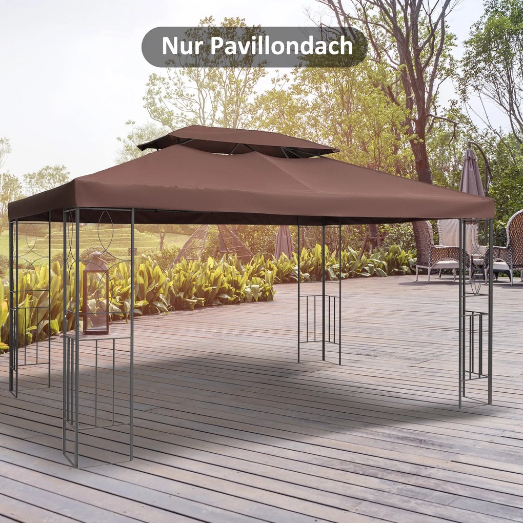 Outsunny baldachim do metalowych pawilonów pawilon ogrodowy namiot imprezowy namiot ogrodowy poliester 3x4 m kawowy