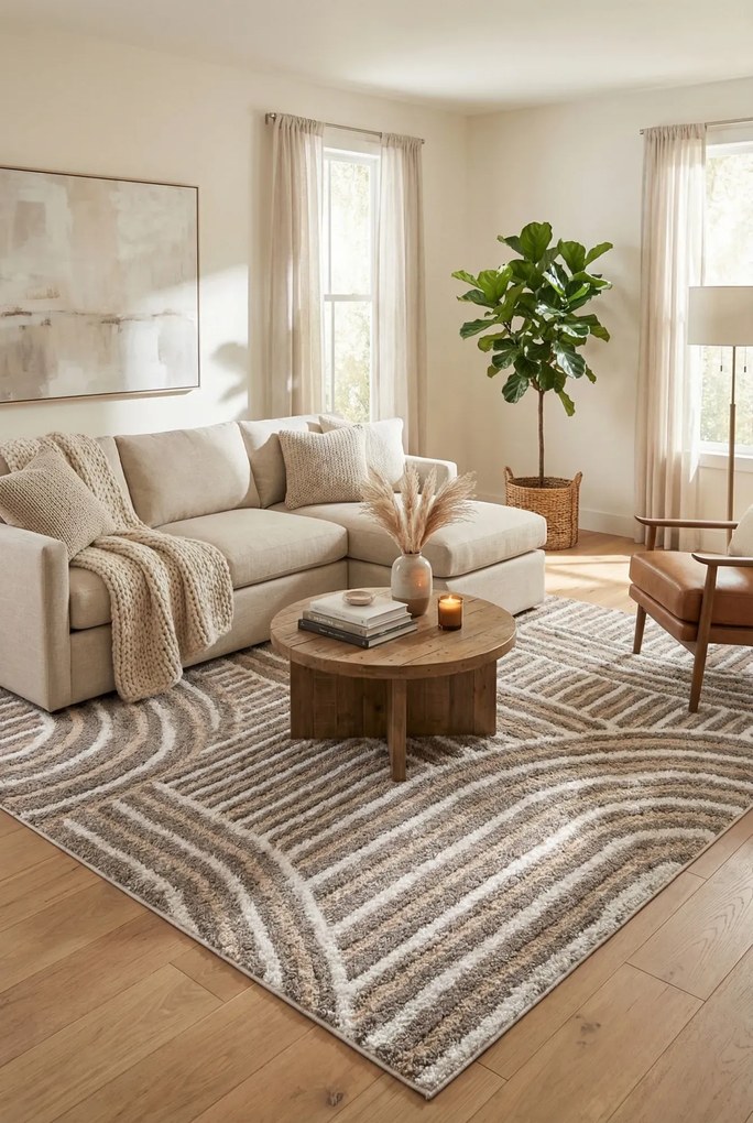 Nowoczesny brązowy dywan w stylowy wzór W9-P98