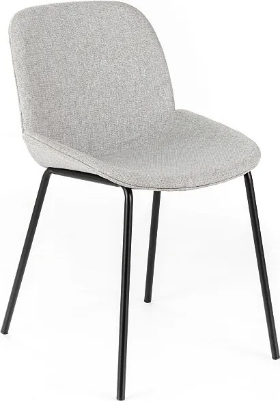 Zestaw 4 krzeseł do jadalni "Sami" w jasnoszarym materiale z eleganckimi, nowoczesnymi, malowanymi metalowymi nogami