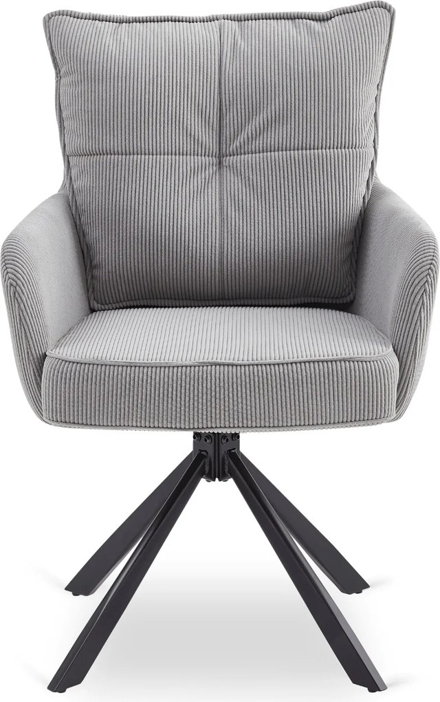 Krzesło Tapicerowane Obrotowe do Salonu CITY Szare Sztruksowe Nowoczesne