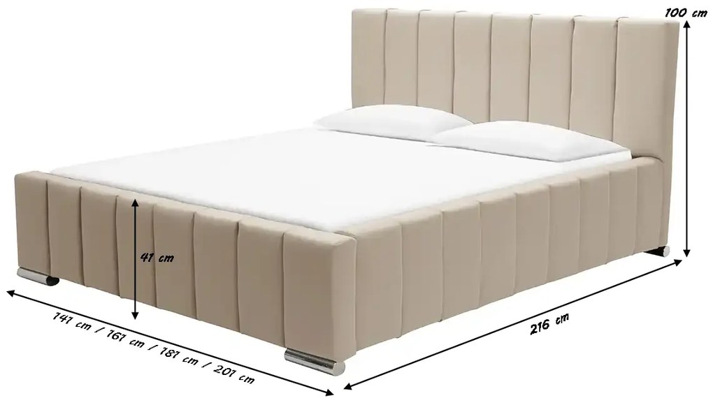 Łóżko tapicerowane z pojemnikiem SWEET Różowy 180x200 cm