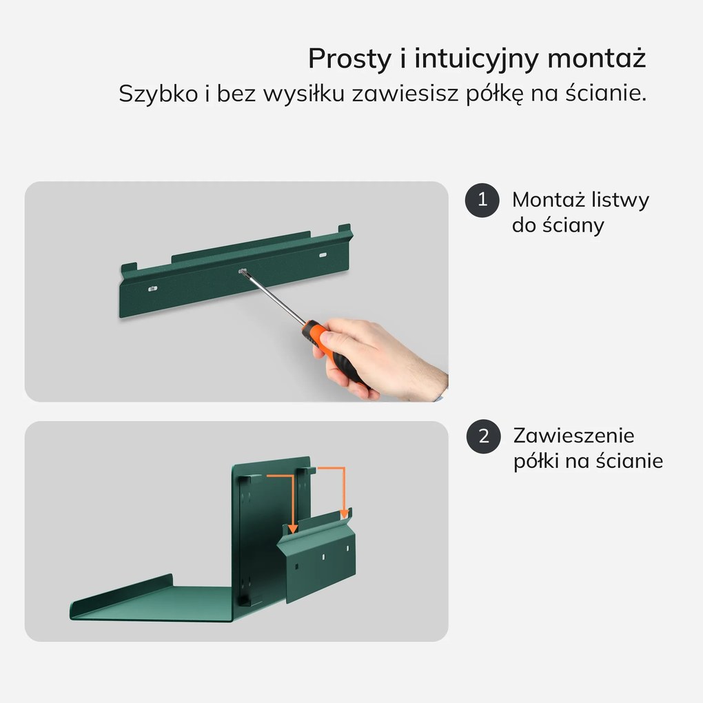 Półka wisząca metalowa butelkowa zieleń, 400 mm: JOANNE Modern