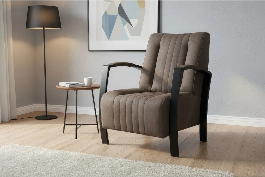 Nowoczesny fotel Looft w kolorze brązowym-ponadczasowy styl