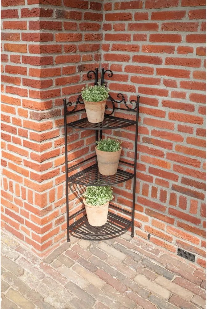 Czarny narożny regał metalowy/kwietnik Esschert Design