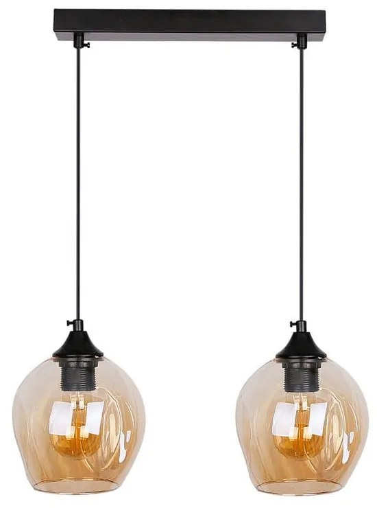 Czarna lampa wisząca ze szklanym kloszem 14x48 cm Aspa – Candellux Lighting