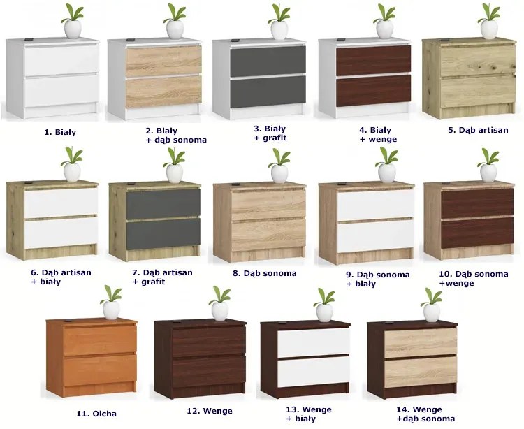 Mała komoda skandynawska dąb sonoma + biały L6-M78