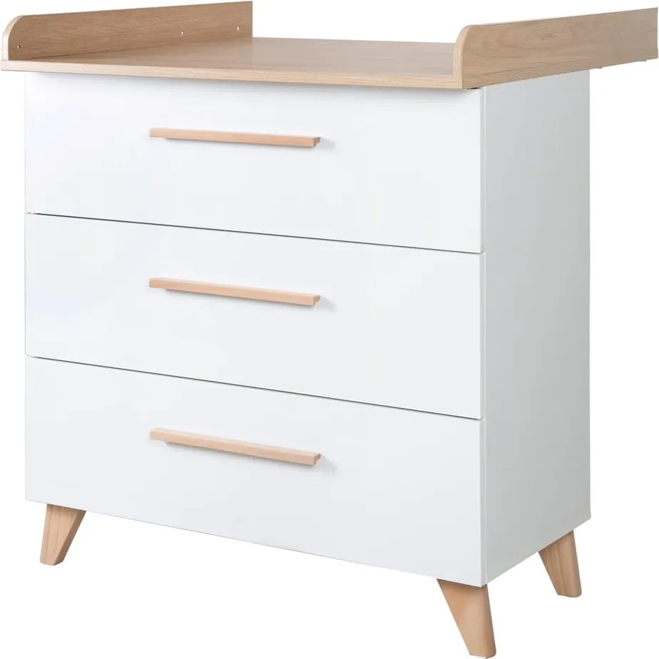 Biała komoda dziecięca w dekorze dębu z przewijakiem 88,5x99x76 cm Léon – Roba