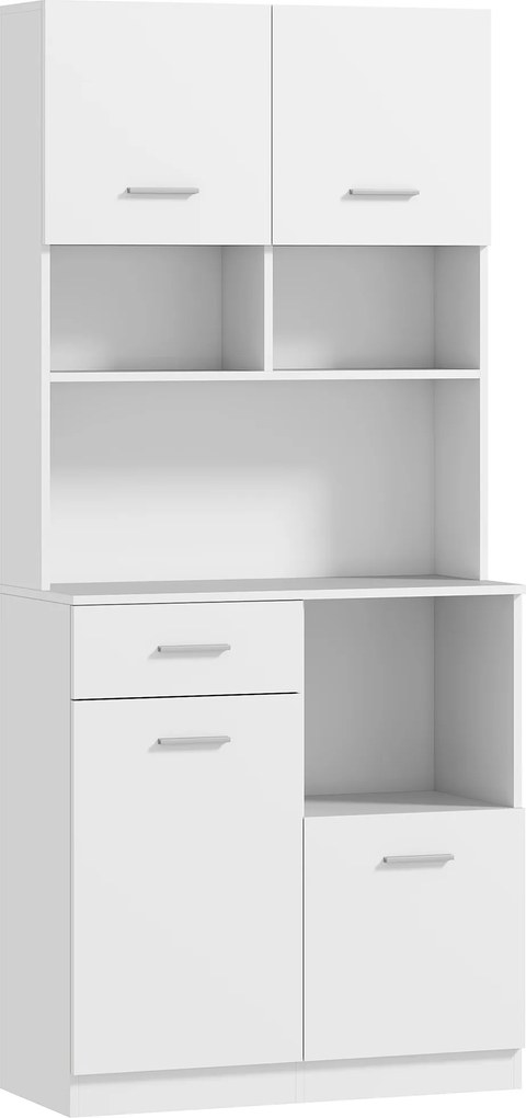 HOMCOM Szafka Kuchenna, Buffet z Szufladą, Drzwi z Cichym Zamknięciem, 80x35x180 cm, Biały