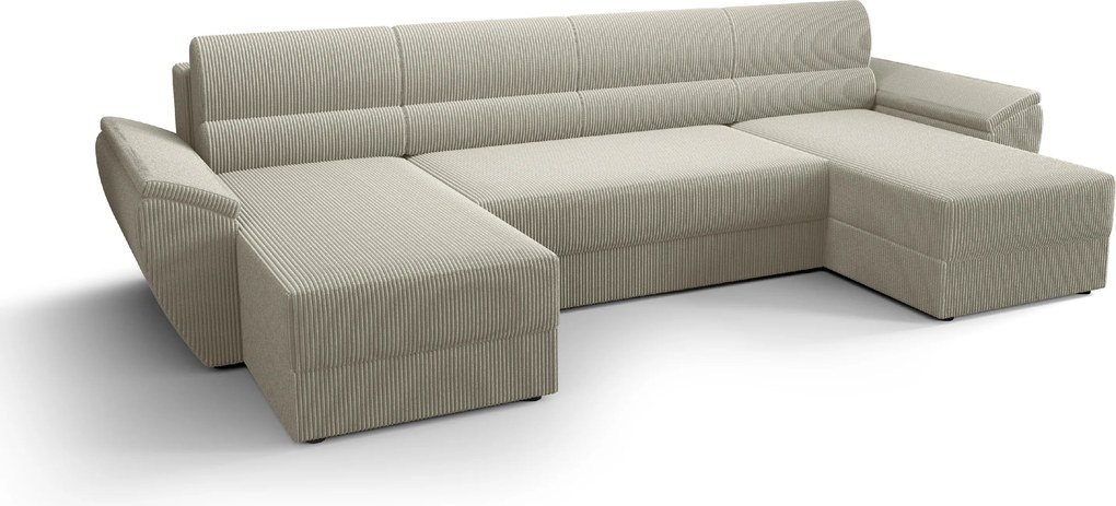 Rozkładana sofa narożna w kształcie U TAVERO 321x140 cm, jasnobeżowa